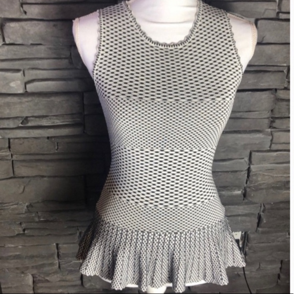 Torn by Ronny Kobo Black and White Peplum Top S